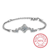 Sterling Silver Crystal Clover Charm Bracelet
