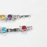 Colorful CZ Sterling Silver Bangle Bracelet Wedding Bridal Accessory