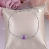 925 Sterling Silver Amethyst Bracelet - Natural Purple Gemstone