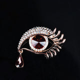 14K Rose Crystal Eye Brooch Hyperbole Christmas Pin