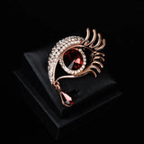 14K Rose Crystal Eye Brooch Hyperbole Christmas Pin