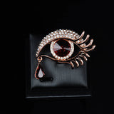 14K Rose Crystal Eye Brooch Hyperbole Christmas Pin