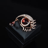 14K Rose Crystal Eye Brooch Hyperbole Christmas Pin