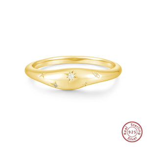 Chunky Silver Vermeil Plated Ring Zircon Sterling Silver Gemstone Ring