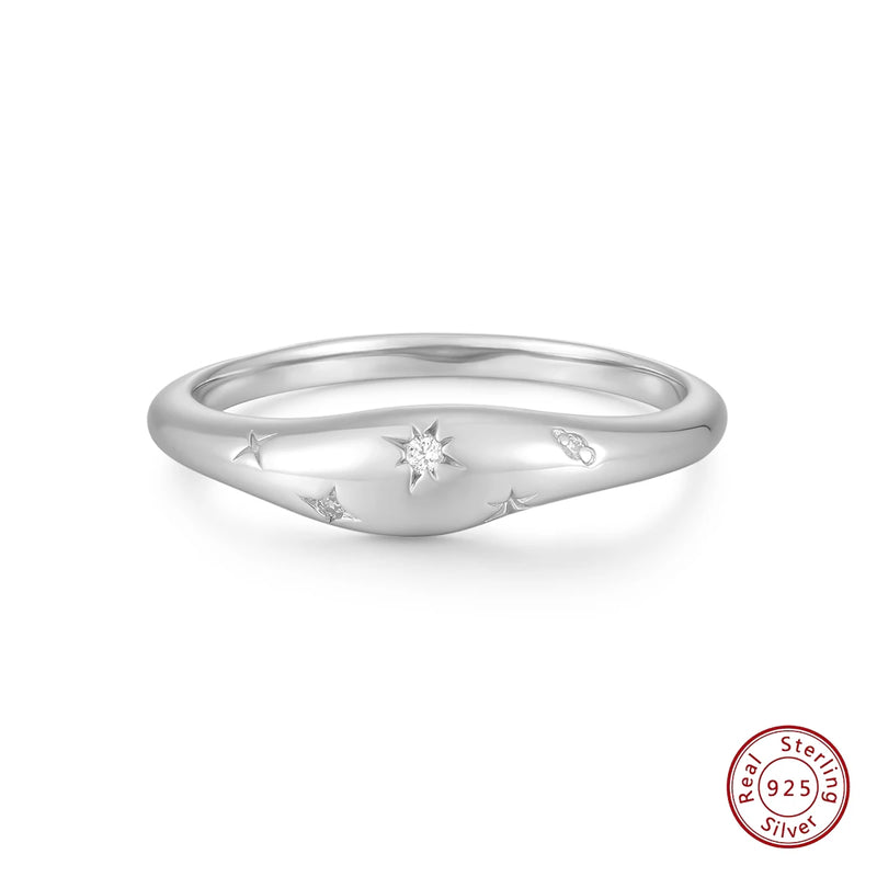 Chunky Silver Vermeil Plated Ring Zircon Sterling Silver Gemstone Ring