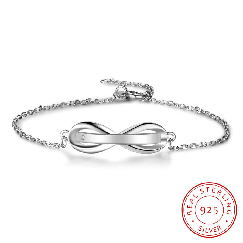 Cubic Infinity Charm Bracelet 925 Sterling Silver for Women Girls