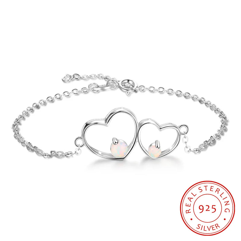 Cubic Love Heart Infinity Charm Bracelet 925 Sterling Silver Crystal