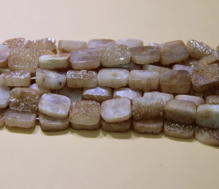 Dark Rainbow Square Druzy Quartz Bead Pendants Top Drilled