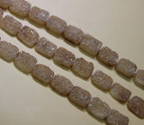 Dark Rainbow Square Druzy Quartz Bead Pendants Top Drilled