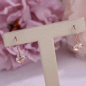 925 Silver Rose Quartz Heart Gemstone Drop Earrings for Women