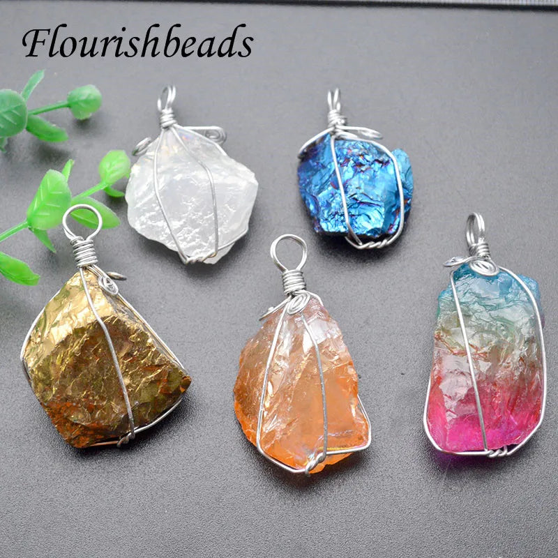 Natural Apatite Winding Pendant DIY Necklaces Women Men