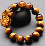 Natural Tigereye 16mm Bead Bracelet, Elastic, Gift