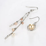 925 Silver Dangle Earrings Circle Pearl Ball Jewelry