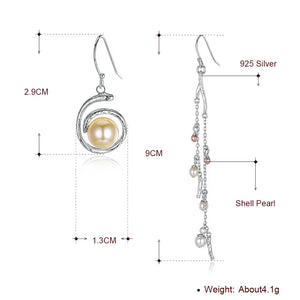 925 Silver Dangle Earrings Circle Pearl Ball Jewelry