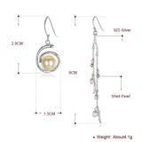 925 Silver Dangle Earrings Circle Pearl Ball Jewelry