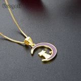 925 Silver Moon Pendant Necklace For Women Wedding Silver 925 Jewelry Gift