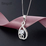 925 Silver Pendant Necklace Women Romantic Wedding Anniversary Jewelry