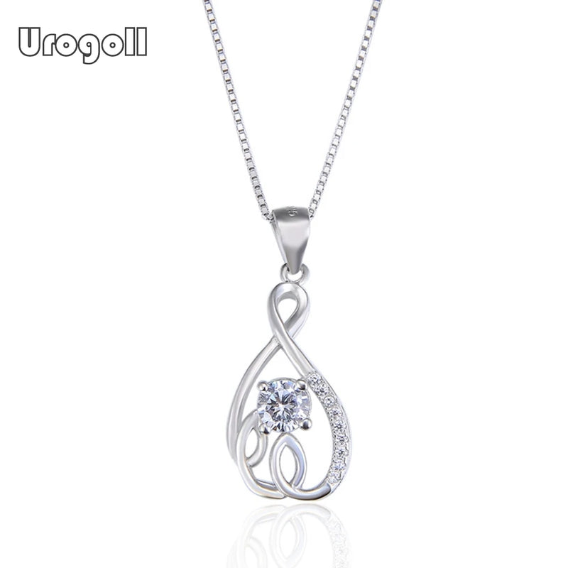 925 Silver Pendant Necklace Women Romantic Wedding Anniversary Jewelry