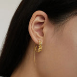 Geometrical 14k Plated S925 Sterling Silver Exaggerated Medieval Flower Earrings