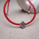 925 Silver Charm Red Thread Bracelet Bangle
