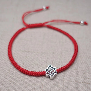 925 Silver Charm Red Thread Bracelet Bangle