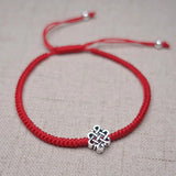 925 Silver Charm Red Thread Bracelet Bangle