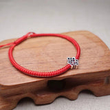 925 Silver Charm Red Thread Bracelet Bangle