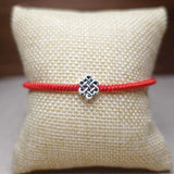 925 Silver Charm Red Thread Bracelet Bangle