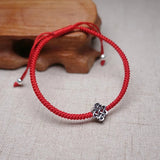 925 Silver Charm Red Thread Bracelet Bangle