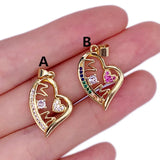 Fine Jewelry MaMa Alphabet Necklace Pendant Rectangular Heart Sunflower Girl Fem