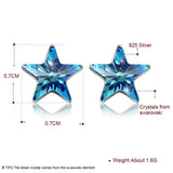 Crystal Star Earrings S925 Sterling Silver Women's Gift