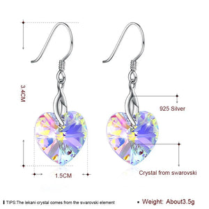 Heart Lekani Crystal Drop Earrings S925 Sterling Silver Long Earring