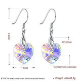 Heart Lekani Crystal Drop Earrings S925 Sterling Silver Long Earring
