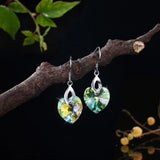 Heart Lekani Crystal Drop Earrings S925 Sterling Silver Long Earring
