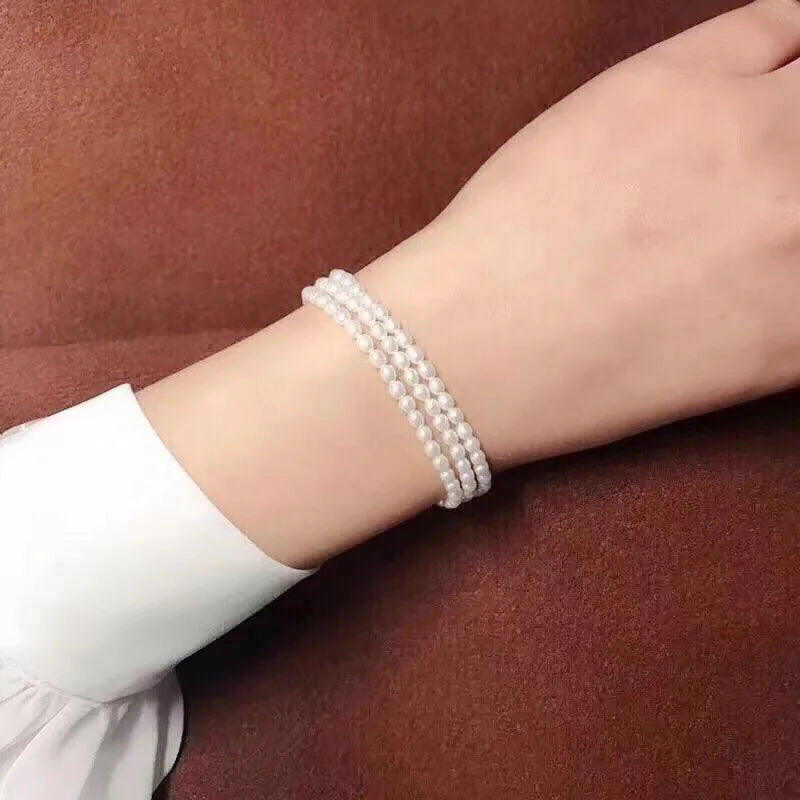 Natural Fresh Water 3-4mm Pearls Bracelets for Women