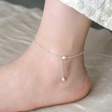 Freshwater Pearl 925 Sterling Silver Anklet for Women