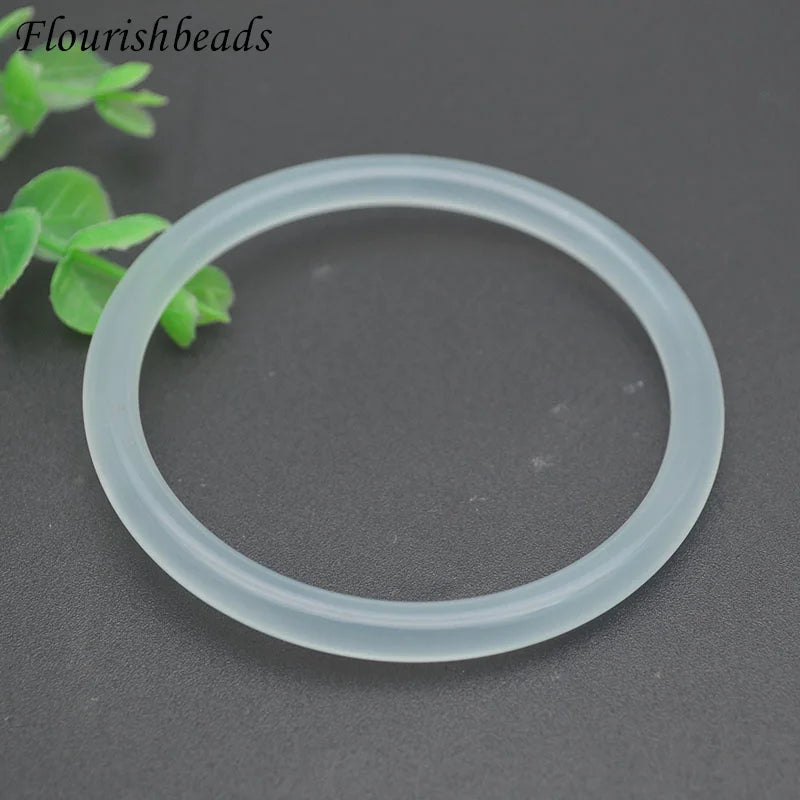 Natural Gem Rose Crystal Agate Bangle Bracelet Size 55~60cm
