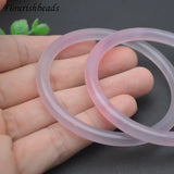 Natural Gem Rose Crystal Agate Bangle Bracelet Size 55~60cm