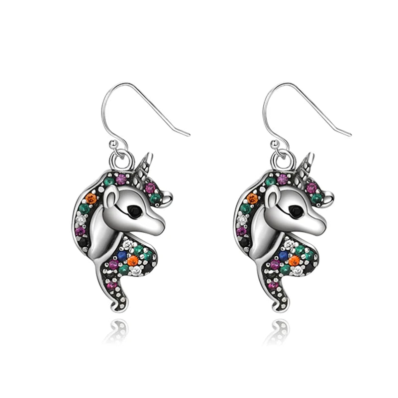 925 Sterling Silver Colorful Zircon Animal Earrings
