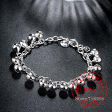 925 Silver Jingle Bells Charm Bracelet Unisex