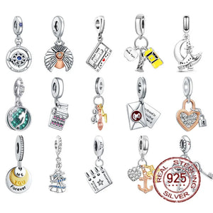 Sterling Silver Key Chain Charm Bracelet Dangle Pendant