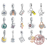 Sterling Silver Key Chain Charm Bracelet Dangle Pendant