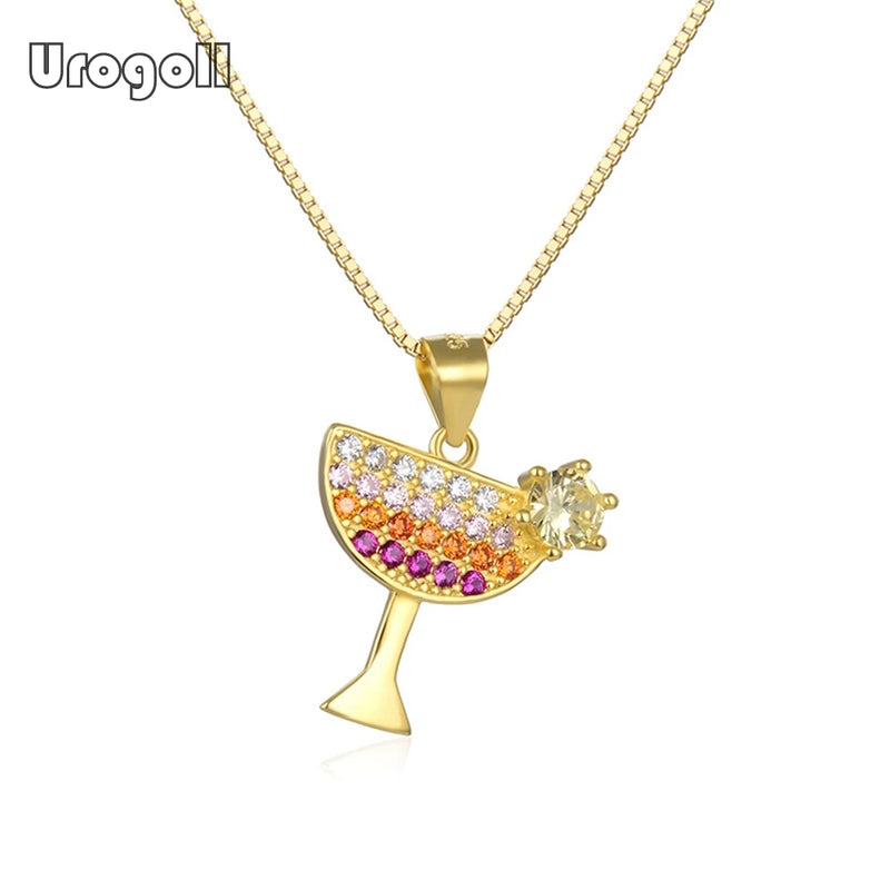 925 Sterling Silver Wineglass Necklace for Women Engagement Anniversary Party