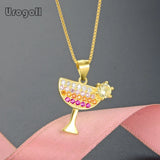 925 Sterling Silver Wineglass Necklace for Women Engagement Anniversary Party