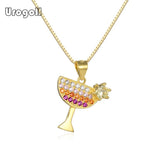 925 Sterling Silver Wineglass Necklace for Women Engagement Anniversary Party