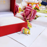 18K Rainbow Pony Pendant for Women - Wedding Party Jewelry