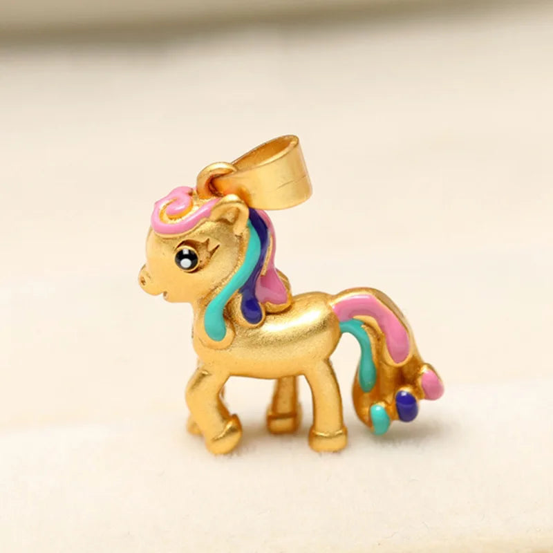 18K Rainbow Pony Pendant for Women - Wedding Party Jewelry