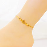18K Hollow Cylinder Anklet for Women Solid 999 Anklet Chain