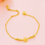 18K Hollow Cylinder Anklet for Women Solid 999 Anklet Chain