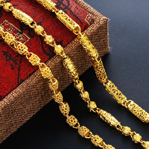 18K Hollow Cylinder Bracelet for Women Solid 999 Chain